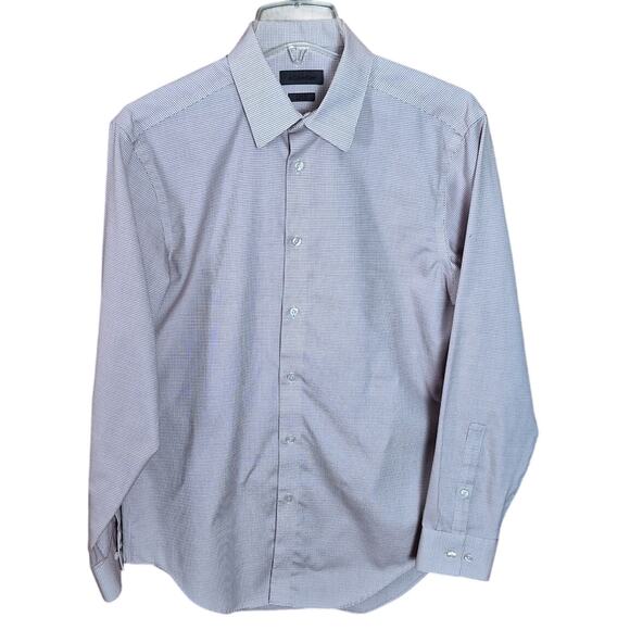 CK Calvin Klein Men's 16 32/33 Large Red Gingham Plaid Non Iron Dress Shirt - Picture 2 of 5